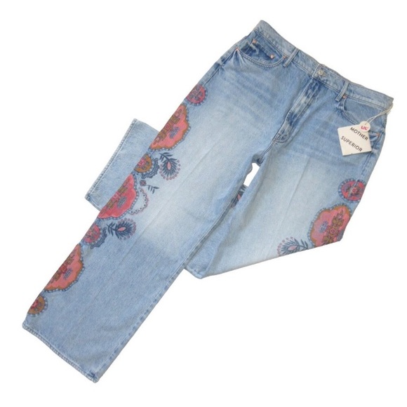 NWT Mother Superior Lil Maven Wide Leg Jeans with side seam decals - Picture 7 of 14